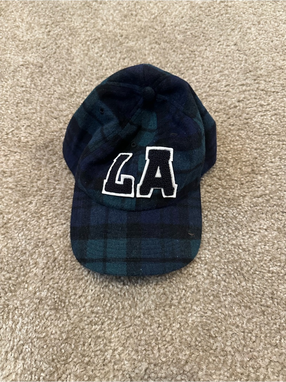 Urban Outfitters Plaid 'LA' Cap in Navy & Green